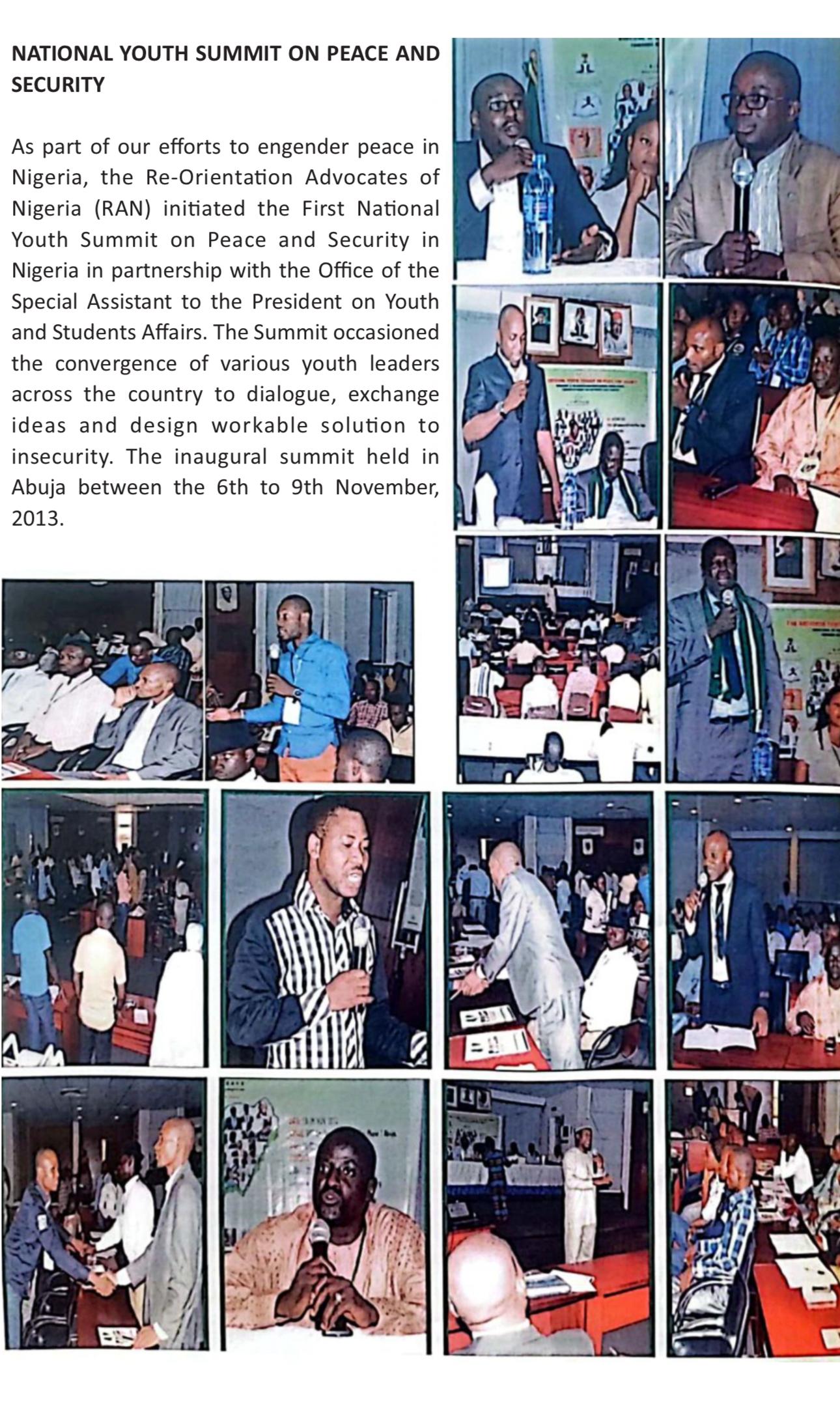 National Youth Summit on Peace and Security — Abuja, November 2013