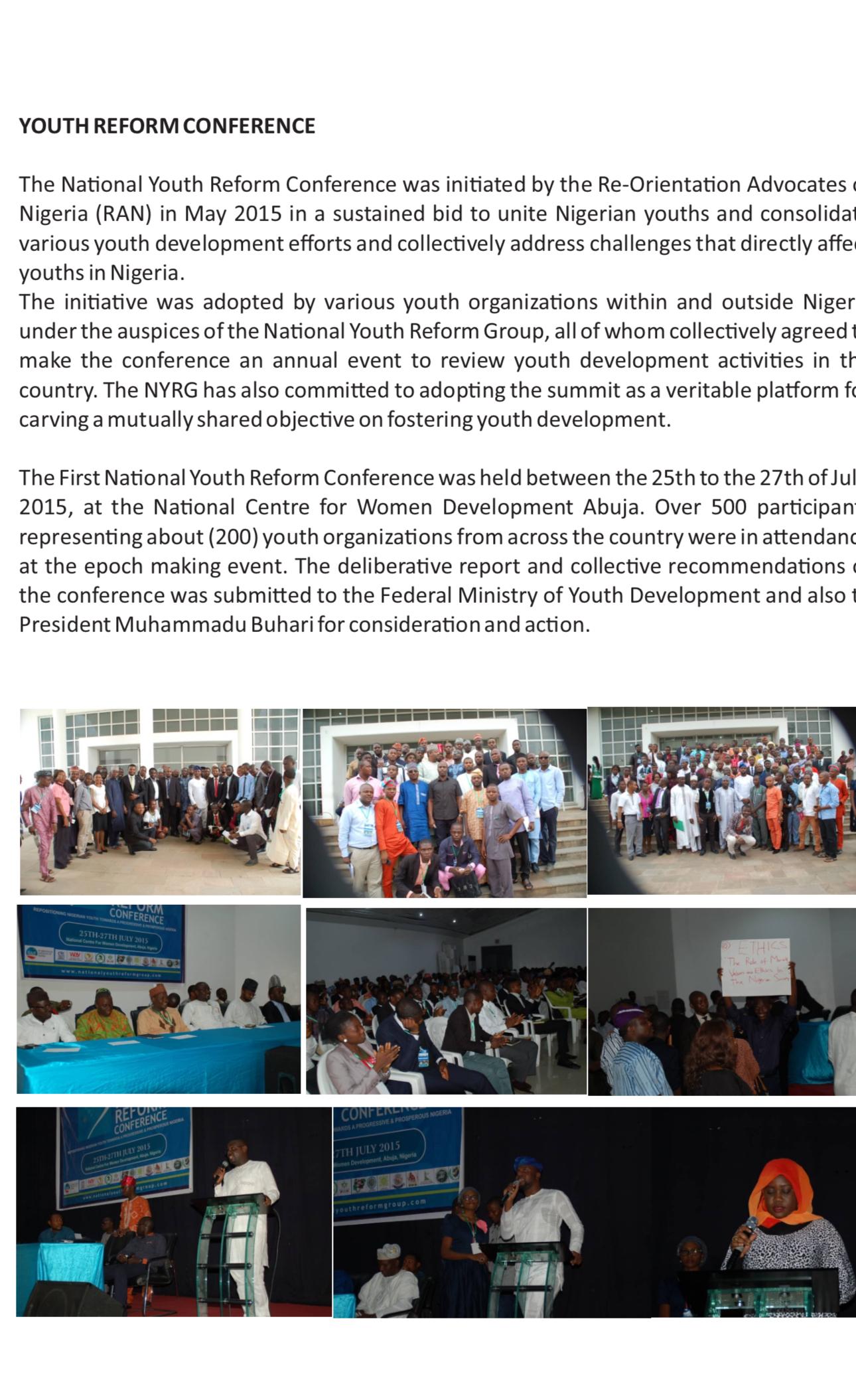 National Youth Reform Conference — Abuja, July 2015